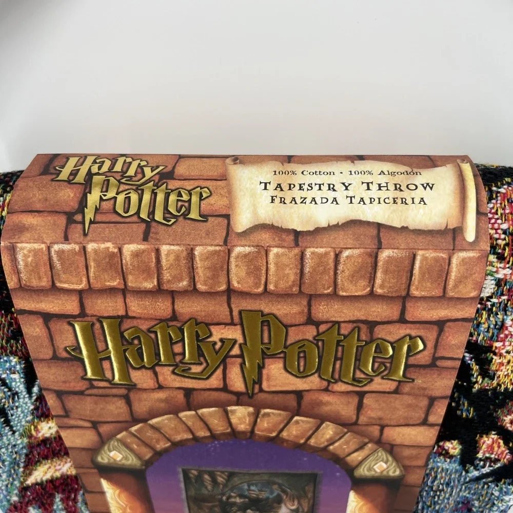Rare Vintage 2000 Harry Potter Pre-Movie Gringotts Woven Tapestry Throw Blanket